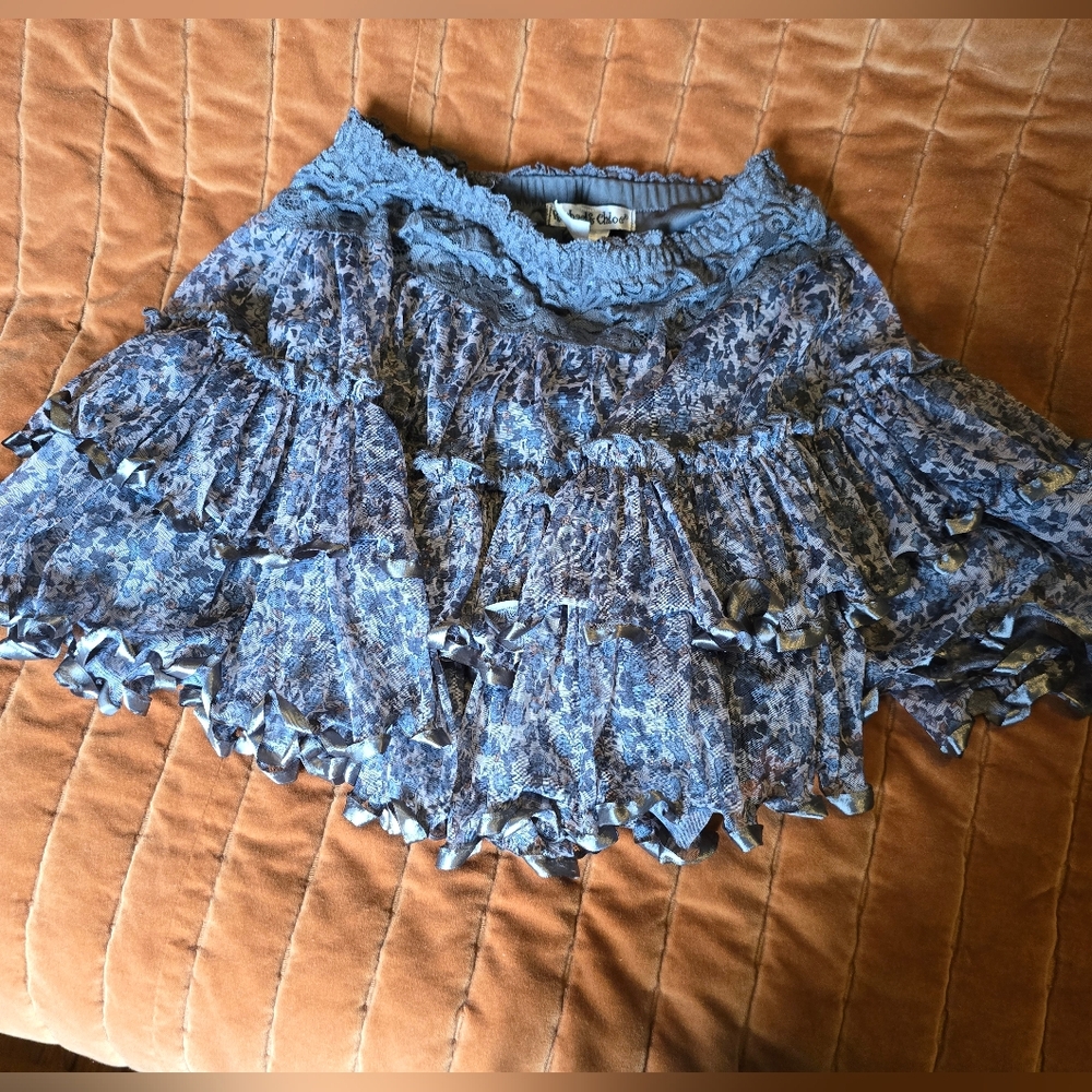 Y2K Vintage Rachel and Chloe and Blue/Grey Ruffle mini skirt